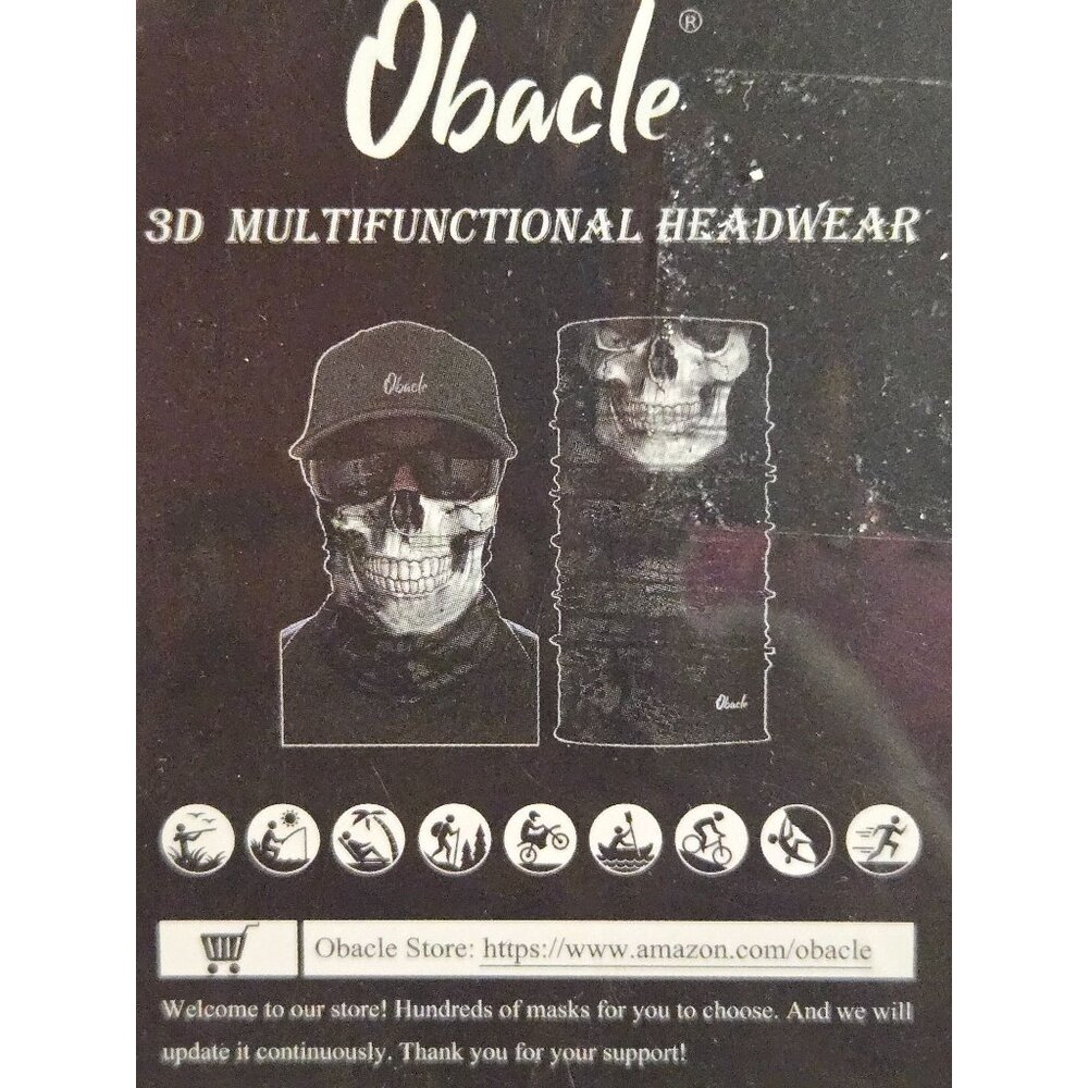 Obacle 3D Face Mask Multifunctional Headwear Skulls Fire Motorcycles Covering